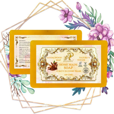 Pihaaru Pack of 2 ,Gentle Touch Sandalwood Soap – Ideal for All Skin Types (200gm),(2 x 100 g)