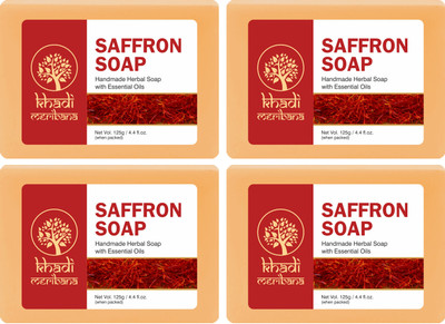 MeriBana Khadi Saffron Handmade Saffron Bath Soap(4 x 125 g)