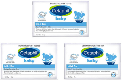 Cetaphil Baby Mild Bar for Face and Body-Pack of 3, 75g(3 x 75 g)