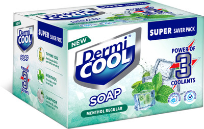 Dermicool Soap With The Power Of 3 Coolants | 75 GM Each | Pack of 4(4 x 75 g)