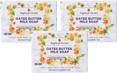 APPLE JE GARDEN Oates Butter Milk Handmade Soap 100g Pack of 3 | Dark spot removal(3 x 100 g)