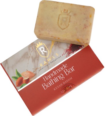 RAWLS Handmade Kesar - Badam Bathing Bar - Oliv oil and Shea Butter(125 g)