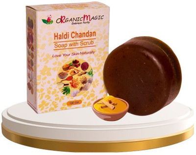 oRganicMagic Haldi Chandan Scrubbing soap|14 Natural Ingredients|Detan|Natural Glow(100 g)