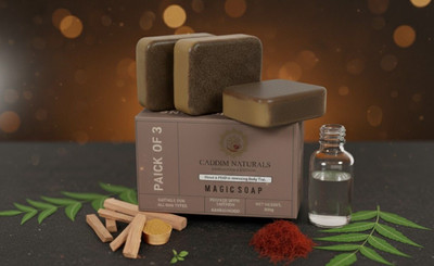 CADDIM NATURALS Sandalwood Saffron De-Tan Soap | Brightening & Tan Removal | All Skin Types(3 x 100 g)