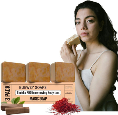 buewey Soaps Sandal Wood And Saffron Soap For Glowing & Refreshing Skin(3 x 100.33 g)