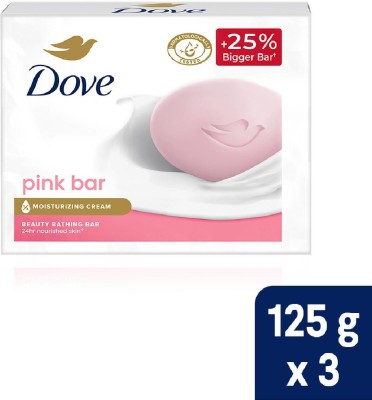 DOVE Pink Beauty Bar for Even Toned Nourished Skin with Plant Based Cleansers(3 x 125 g)