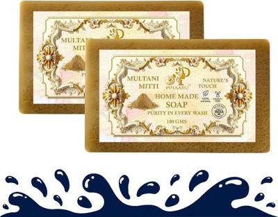 Pihaaru Pack of 2 Mud Magic Multani Mitti Soap – Handmade & Skin Loving(200g)[(2 x 100 g)