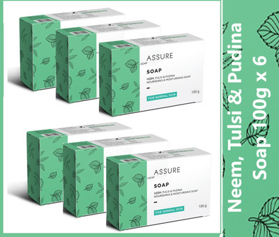 ASSURE Neem, Tulsi, and Pudina soap (Nourishing & Moisturising)(6 x 100 g)
