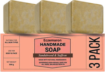 Eczemaron Chandan & Kesar ka ghare soap | Handmade Soaps For Glowing combo offer(3 x 100 g)