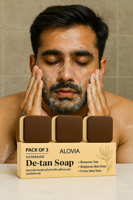 ALOVIA Sandalwood & Saffron Glow Soap – Natural Tan Fading Formula(3 x 100 g)