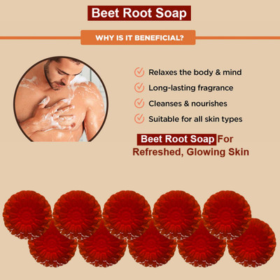 panthi Carrot Cleanse Beet Root Bathing Soap (100GM) (PACK OF 10)(10 x 100 g)