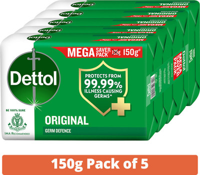 Dettol Original Bathing Soap Bar with 12hr Germ protection(5 x 150 g)