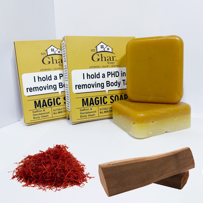 RISUM GLOWER My Ghar ka Soaps wood & Saffron Magic Soaps For Bath, Glowing Skin (100 g)(2 x 0.05 g)