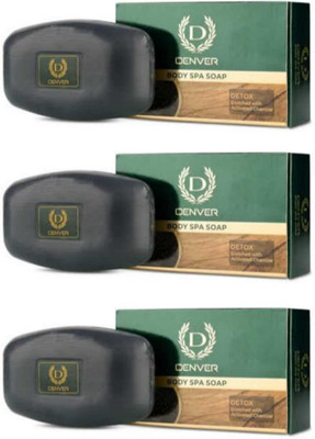 DENVER BODY SPA SOAP ENRICHED WITH CHARCOAL 125G (PACK OF 3) | ALL SKIN TYPE |(3 x 166.67 g)