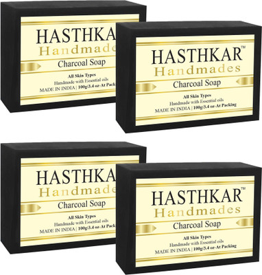 HASTHKAR Handmades Glycerine Charcoal Soap-100gm pack of 4(4 x 100 g)
