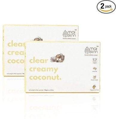 mai sknn Milky Coconut Scrub Handmade Artisanal Soap Bar | Vegan Soap|Cold Processed Soap(2 x 100 g)