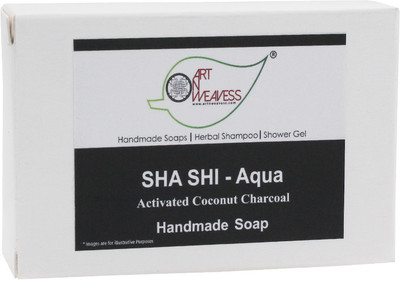 artnweavess Handmade SHA SHI- Activated Coconut Charcoal - Aqua Soap(2 x 100 g)