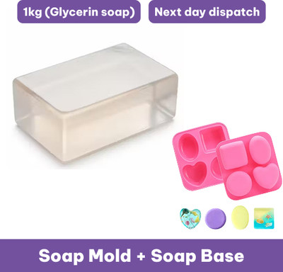 fresheasily All-Natural Glycerine Soap Base + Soap Mold Set – 1KG Total(1000 g)