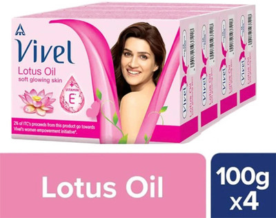 Vivel Bathing Bar Lotus Oil and Vitamin E Pack Of 4(4 x 100 g)