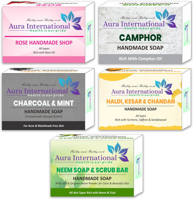 AURA INTERNATIONAL Bath Soap Combo pack | Body Bath Soap Combo(5 x 100 g)