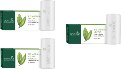 BIOTIQUE Morning Nectar Moisturizing Cream Bathing Bar, 150g(3 x 150 g)