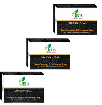 UVIS Herbal & Beauty Charcoal Soap (Pack of 3)(3 x 100 g)