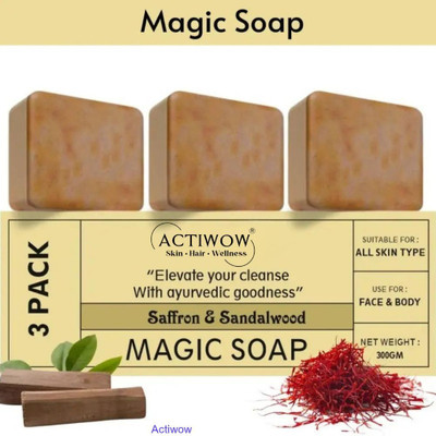 ACTIWOW Magic Soap Tropical Glow Bar with Mango and Coconut Oils 3Pcs(3 x 100 g)