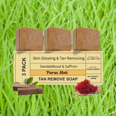 PARAS MOTI Magic Glow Natural Bath Bar with Sandalwood & Saffron Glow & Brighten(Pack of 3)(3 x 100 g)