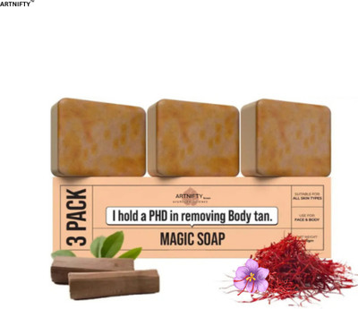 ARTNIFTY Magic Glow Soap – Sandal & Saffron Ayurvedic Brightness Care (100 g)(3 x 100 g)
