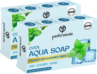 Pavitraveda Aqua Cool Summer Soap – Handmade Cooling Soap for Summer Freshness & Hydration(2 x 100 g)