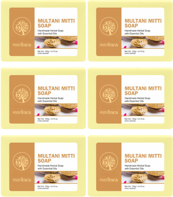 MeriBana Multani Mitti Soap For Oil Control & Acne , Deeply Cleanses & Moisturize(6 x 125 g)
