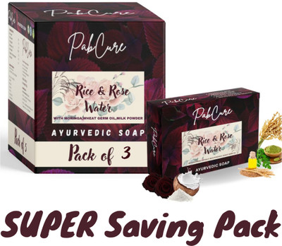 Pabcure Rose & Rice Water Soap | Glowing Skin , Remove Dark Spot | Moisturizing Soap(3 x 100 g)