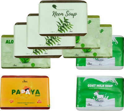 linic HERBAL NEEM SOAP(3), ALOE VERA(3), PAPAYA(1), GOAT MILK(2)(9 x 100 g)