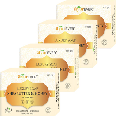 AyurEver Shea Butter and Honey Luxury Soap for Skin Lightening(4 x 100 g)
