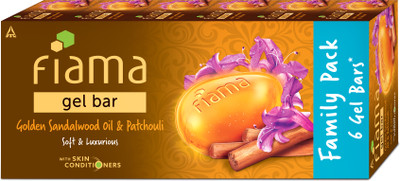 FIAMA Oil & Patchouli Soap Gel Bathing Bar for Moisturised Soft Skin(6 x 125 g)