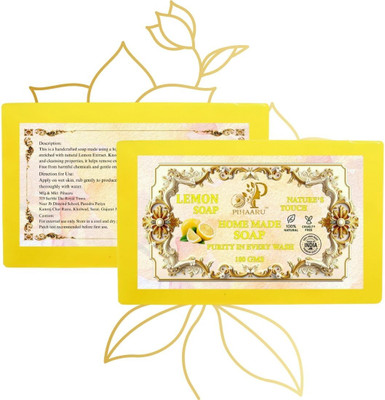 Pihaaru Pack of 2 ,Lemon Dew Soap – Gentle Homemade Cleanser (200g)/(2 x 100 g)