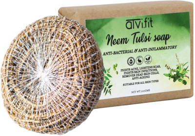 ATVI.FIT Neem tulsi soap with Loofah Anti-bacterial & Anti-inflammatory soap(100 g)