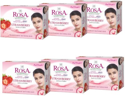 ROSA Transparent Strawberry Gel Soap I Skin Conditioners I Bathing Bar I * 6(6 x 100 g)