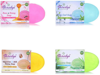 shiwalya Glycerine bath Soaps Combo Bath Scrubs & Soaps(4 x 100 g)