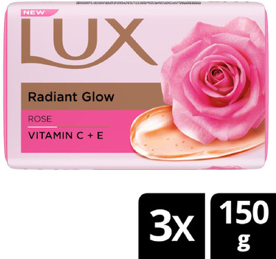 LUX Soft Glow Rose & Vitamin E For Glowing Skin Beauty Soap Mega Pack(3 x 150 g)