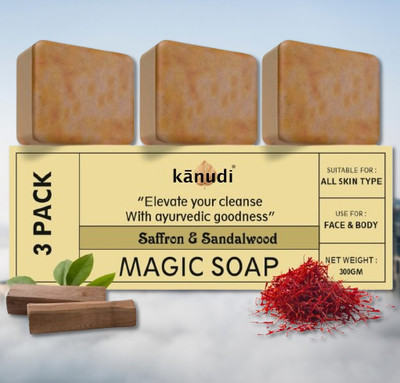 KaNuDi Magic Soap with Saffron for Refreshing and Glowing Skin(3 x 100 g)
