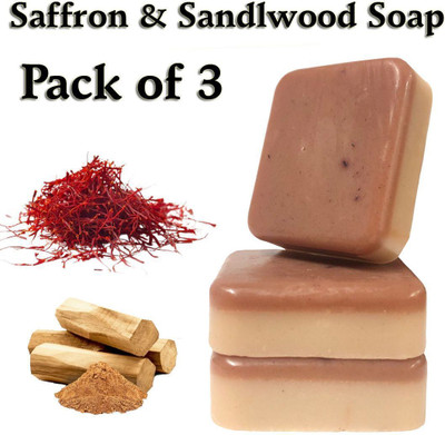 SIYDDIA Sandalwood & Saffron Soap|Handmade Soaps For Glowing |Brightening Skin(3 x 100 g)