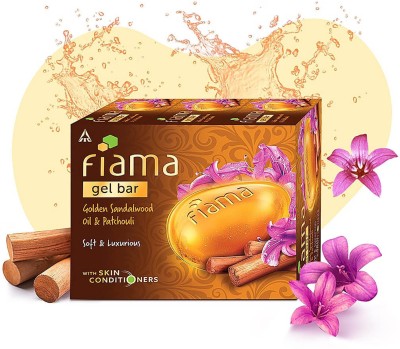 FIAMA Gel Bar Bathing Soap Golden Sandalwood Oil And Patchouli(3 x 75 g)