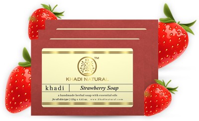 KHADI NATURAL Organic Strawberry Soap (Pack of 3)(375 g)
