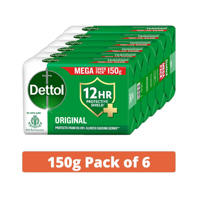 Dettol Original Bathing Soap for Men & Women, for Face, Body & Hands, Combo for Summer(6 x 150 g)