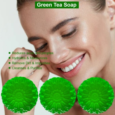 TERIHAR Green Tea Brick Soap Combo of 1 (1 x 100 g) (100GM) (PACK OF 3)(3 x 100 g)