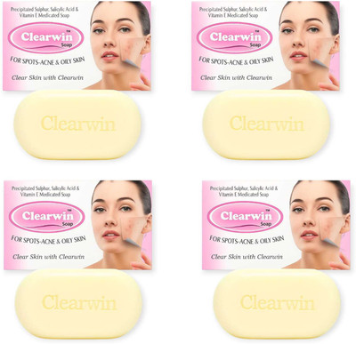 ZEE DRUGS Clearwin Anti-Acne Pimples & Oil Control Soap – Pack of 4 (75g Each)(4 x 75 g)