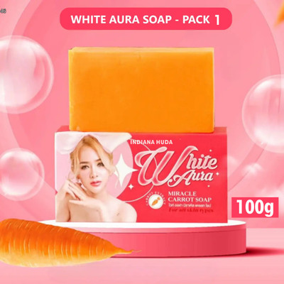 INDIANA HUDA White Aura Soap 100g Carrot Vitamin C Brightening Glow Bar(100 g)