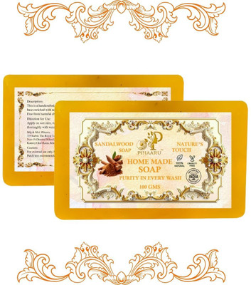 Pihaaru Pack of 2 ,Aromatic Sandalwood Soap – Long-Lasting Freshness Bar (200gm);(2 x 100 g)