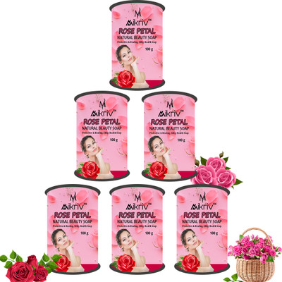 MIKRIV Natural Rose Petal Bathing Soap Bar – Gentle, Aromatic & Skin-Nourishing Cleanse(6 x 100 g)